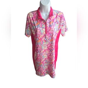 Dolcezza Athletic Golf Tennis Pickleball Dress Pink White Tropical Size M